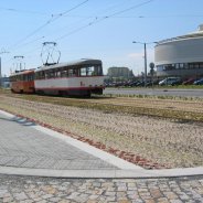 Tramvajová trať u vlakového nádraží v Olomouci